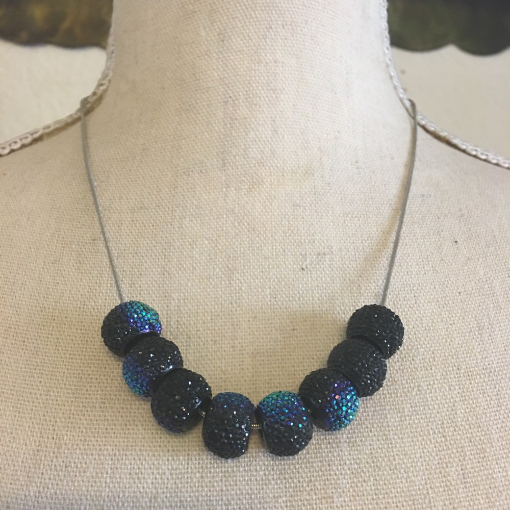 Multi sparkle beads on snake chain necklace